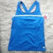 Wilson Blue Team Tank Top Tennis Built in Bra NWT Small Pickleball
