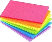 Lined Sticky Notes 4X6 in Bright Ruled Post Stickies Colorful It Super Sticking Power Memo Pads Its Strong Adhesive, 6 Pads/Pack, 45 Sheets/pad