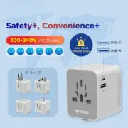 Plug Adaptor with 2 AC 1 Type-C 1 USB All-in-one Universal Travel Adapter