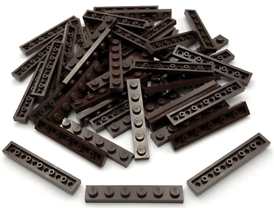 Lego 50 New Dark Brown Plates 1 x 6 Stud Parts