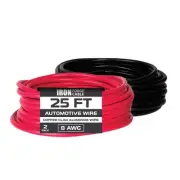 Iron Forge Cable 8 Gauge Primary Wire 2 Pack - 25ft Copper Clad Aluminum Wire