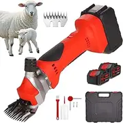 Electric Cordless Sheep Shearing Clippers, 550w Professional Sheep Shears with 2 Rechargeable Battery, 2400rpm, 9/13 Tooth Stainless Steel Blade, Farm Livestock Sheep Wool Grooming Kit