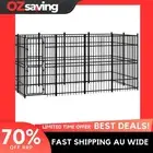 dog kennel outdoor black steel large exercise training safe 7958