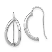 14K White Gold Half Circle Wire French Earrings