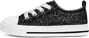[HugRain] Little Girls Kids Classic Sparkle Low Top Lace Up Sneakers Walking Shoes