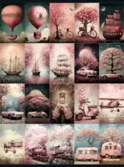 20 Pcs Pink Transportation Tags Junk Journal Scrapbook USA Seller