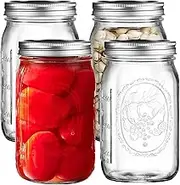 Mason Jars Set,Regular Mouth Spice Jar with Airtight Lids - Thicken Seasoning Spice Containers for Kitchen Organization and Storage (4 * 32oz)