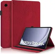 [CXTcase] for Samsung Galaxy Tab A9+/A9 Plus 2023 11 Inch (SM-X210/SM-X215/SM-X216B) Case Embossed Tree PU Leather Case Wallet Flip Cover Stand Function Tablet Case for Samsung Galaxy Tab A9+ - Red