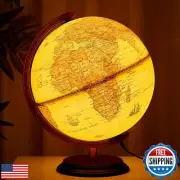Amylove 13'' Illuminated World Globe with Stand 720°/360° Rotation Rewritable