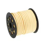 49.21 Yards 5mm Flat Suede Cord Leather String for DIY Crafts Beige 1 Roll