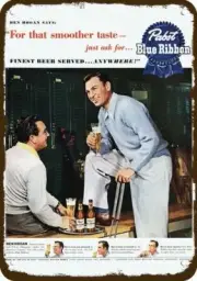 1950 PABST BEER & Pro Golfer BEN HOGAN Vintge-Look DECORATIVE REPLICA METAL SIGN