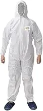 Microporous Disposable Protective Coveralls Type 5/6, Breathable, Anti-Static, Lint-Free Suit with Hood for Industrial & Food Processing