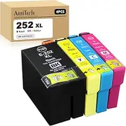 Artitech 252XL Ink Cartridges Compatible for Epson 252 Replacement for Epson WF-3620 3640 7110 7210 7610 7620 7710 7720 Printer (1B 1C 1M 1Y)