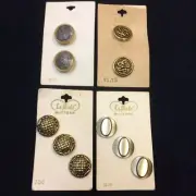 VTG‼ Set of 10 La Mode Blumenthal Round Gold 1-1/8" & 7/8" Buttons •NEW ON CARD‼