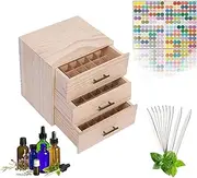 Pure Vie Wooden Essential Oil Storage Box Home Fragrance Carrier Case, Holds 90 Bottle (Fits 5-15ml) - Aromatherapy Organizer Makeup Nail Polish Perfume Container - Keep Your Oil Safe & Space Saver