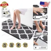 Contemporary 44x24 Bathroom Rug in Dark Grey - Machine Washable and Non-Slip
