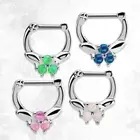 Nose Ring Hoop Septum 16G Septum Clicker Hinged Three Synthetic Opal Drop Tribal
