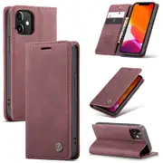 CaseMe iPhone 12 Mini Classic PU Leather Folio Case Cover Apple Skin [Wine]