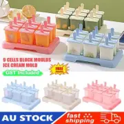 9 Cells Block Moulds Ice Cream Mold Icy Pole Jelly Pop Popsicle Maker Mould BC