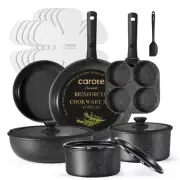 Carote 17pcs Nonstick Cookware Set, Granite Reinforced Non Stick Pots and Pans