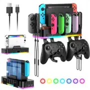 RGB Wall Mount for Nintendo Switch/ OLED Joycon LED Charging Station for Swit
