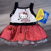Vintage Build A Bear Sanrio Hello Kitty Dress Red Black Stars Sequin Tulle RARE