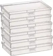 6 Pcs Clear Storage Box, Rectangular Plastic Containers Case with Lid for Pills,