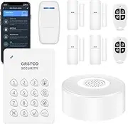 GRSICO 2nd Gen WiFi Smart Home Alarm System - 9 Piece Wireless Kit With Door Window Sensor, Motion Sensor, Remote, Keypad - Compatible with Alexa for House and Apartment Security