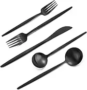 Matte Black Silverware Set, VANVRO 40-Piece Stainless Steel Flatware Set, Satin Finish tableware Cutlery Set, Service for 8, Home and Restaurant, Dishwasher Safe