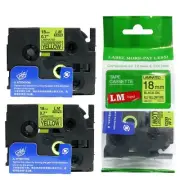 2/Pack 18mm Black on Flourescent Yellow P-touch Model PT1500PC, PT-1500PC