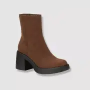 Sun + Stone Women's Brown Suede Tiannaa Platform Booties Shoe Size 9