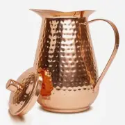 Artisan’s Anvil Copper Pitcher w/Copper Handle and Lid, Pure 100% Hammered Ve...