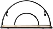 Metal Shelf Metal Shelving Half Circle Floating Shelves Wall Mounted Iron Storage Rack Rustic Wood Wall Display Shelves for Bedroom Bathroom Metal Shelf Metal Shelving