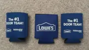 Lowe's Soda Pop Can Beer Coozie Blue Advertising Logo