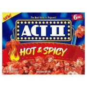 Act II Hot and Spicy Flavor Microwave Popcorn, 12.7 oz, 6 Count