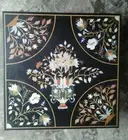 24" black Marble Coffee Table Top malachite Inlay Work Kitchen Side Table