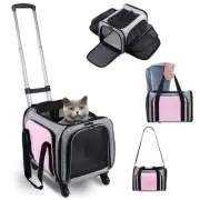Pet Carrier Airline Approved on Wheels - Two Sided Expandable Cat Soft Carrie...