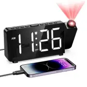 Projection Alarm Clock for Bedroom, Digital Alarm Clock with 180° Rotatable P...