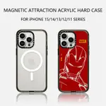 MARVEL CASETIFY 鋼鐵俠手機殼 - 紅色磁吸透明邊帶字體外殼 APPLE IPHONE 11 12 13