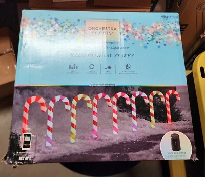 Orchestra Of Lights LED Candy Canes Pathway Stakes Gemmy Christmas