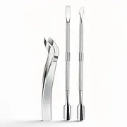 Professional Cuticle Trimmer & Nipper Set - Stainless Steel Hangnail Remover Tool with Mini Cuticle Pusher and Clippers for Precise Manicure, Pedicure, and Nail Care