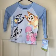 Bluey Size 4 Toddler Pajama Top Blue Soft Stretchy Light Flame Resistant