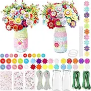 Rustark 331Pcs DIY Buttons Felt Flowers Craft Kit Make Your Own Flower Bouquet with Buttons Felt Flowers for Girls Ages 4-12 Gift, Graduation Gifts Vase Art and Craft