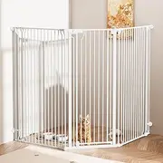 51.18'' Cat Gate Freestanding Pet Barrier - Extra Wide with 3-Panel Pet Fence for Corner and Passageway - 71’ Wide Auto Close The Door Multi-Angle Adjustment for Multiple Scenarios,Dog Fence