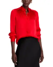 L'Agence Bianca Silk Banded Collar Blouse