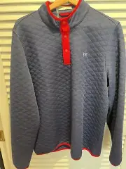 Holderness & Bourne Sullivan Snap Button Golf Pullover NGLA Logo Blue/Red Large