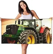 JHLMN Microfiber Sand Free Beach Towel Thin Quick Dry Super Absorbent Large Lightweight Towels Ultra Soft Bath Towels Tractor Theme Compact Gym Towel for Adult Travel Camping Gift