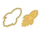 Rocket ship cookie cutter and stamp set debosser two tone