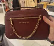 Michael Kors Jet Set Item Lg Logo EW Zip Chain Crossbody + dustbag- Dark Cherry