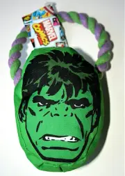 Marvel Comics Incredible Hulk Dog Rope Head Play Squeaky Pull Toy New